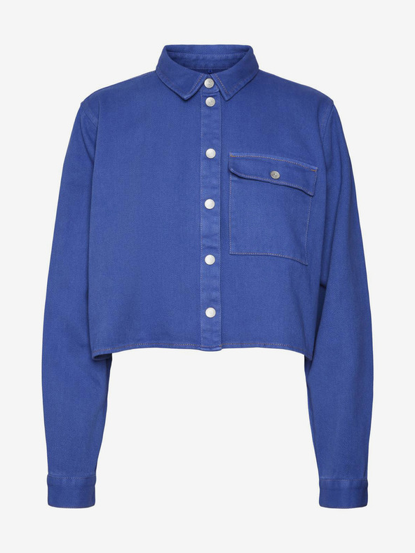 Noisy May Modré dámske džínsové skrátené tričko Noisy May Maddy