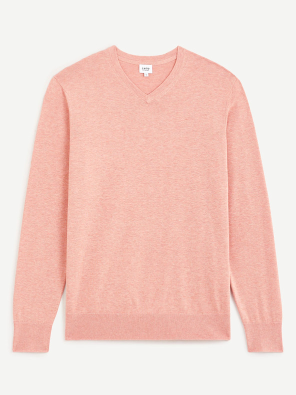 Celio Ružový pánsky sveter Celio Decotonv