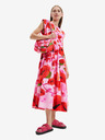 Desigual Desigual Tulip-Lacroix Ružové dámske vzorované maxi šaty