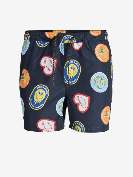 Jack & Jones Tmavomodré chlapčenské šortky s potlačou Jack & Jones Fiji