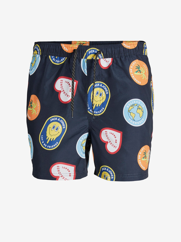 Jack & Jones Tmavomodré chlapčenské šortky s potlačou Jack & Jones Fiji
