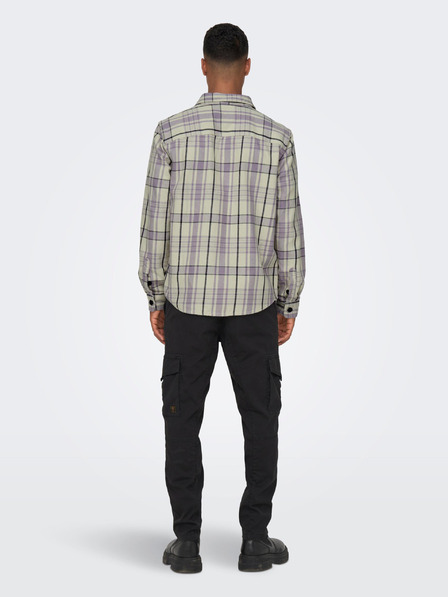 ONLY & SONS Krémovo-fialová pánska kockovaná košeľa ONLY & SONS Milo