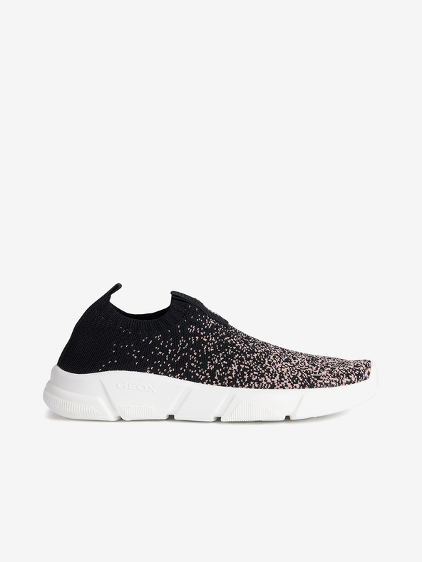 Geox Ružovo-čierne dievčenské slip on tenisky Geox
