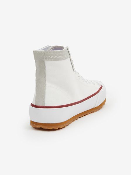 Diesel Biele pánske členkové tenisky so semišovými detailmi Diesel