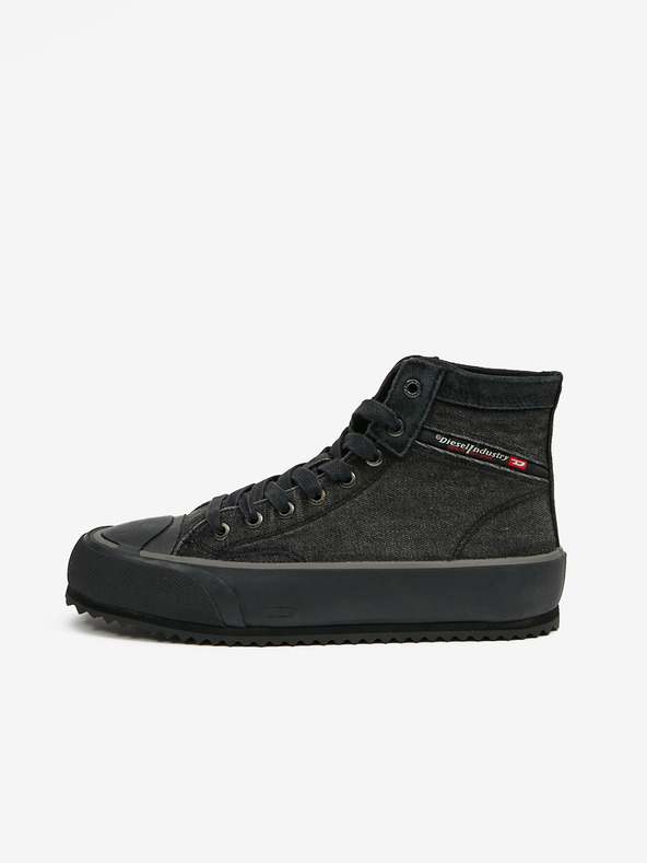 Diesel Čierne pánske členkové tenisky so semišovými detailmi Diesel