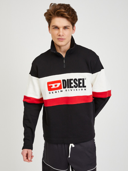 Diesel Krémová a čierna pánska mikina Diesel