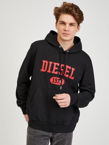 Diesel Čierna pánska mikina s kapucňou Diesel