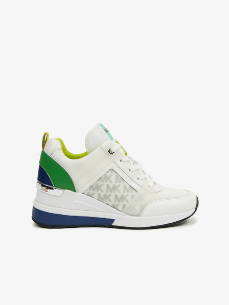 Michael Kors Biele dámske kožené tenisky Michael Kors Georgie Trainer Wedge