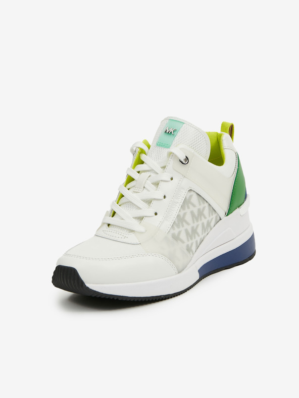 Michael Kors Biele dámske kožené tenisky Michael Kors Georgie Trainer Wedge