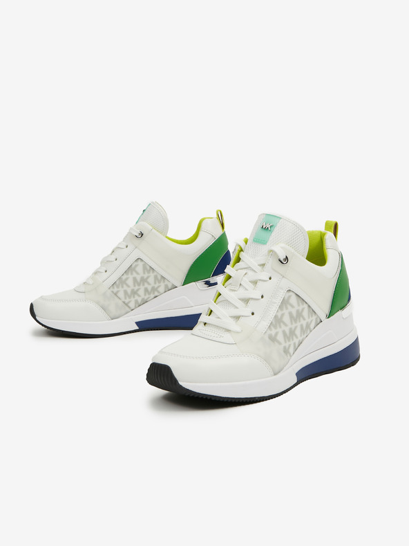 Michael Kors Biele dámske kožené tenisky Michael Kors Georgie Trainer Wedge