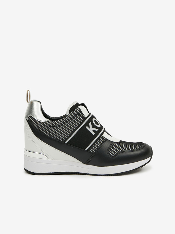 Michael Kors Čierne dámske kožené tenisky na klinoch Michael Kors Maven Slip On Trainer