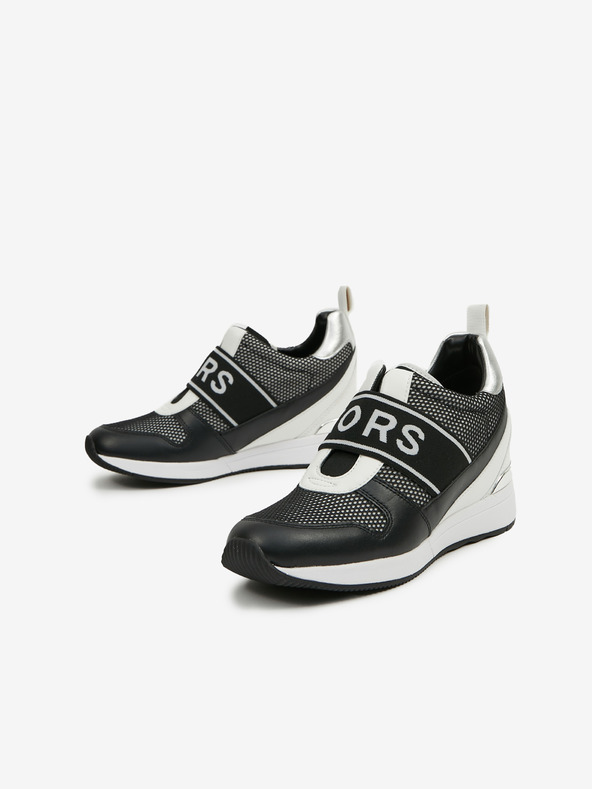 Michael Kors Čierne dámske kožené tenisky na klinoch Michael Kors Maven Slip On Trainer