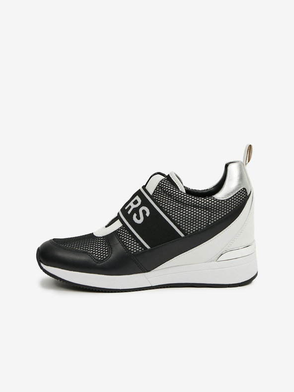 Michael Kors Čierne dámske kožené tenisky na klinoch Michael Kors Maven Slip On Trainer