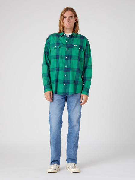 Wrangler Modro-zelená pánska kockovaná košeľa Wrangler