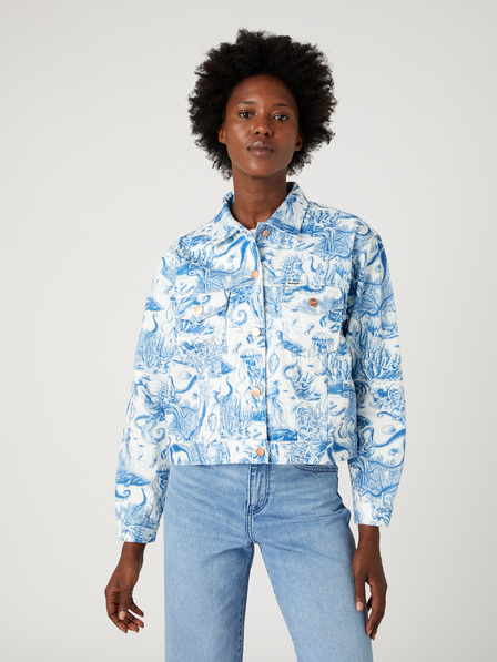 Wrangler Bielo-modrá dámska vzorovaná džínsová bunda Wrangler