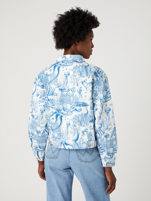 Wrangler Bielo-modrá dámska vzorovaná džínsová bunda Wrangler