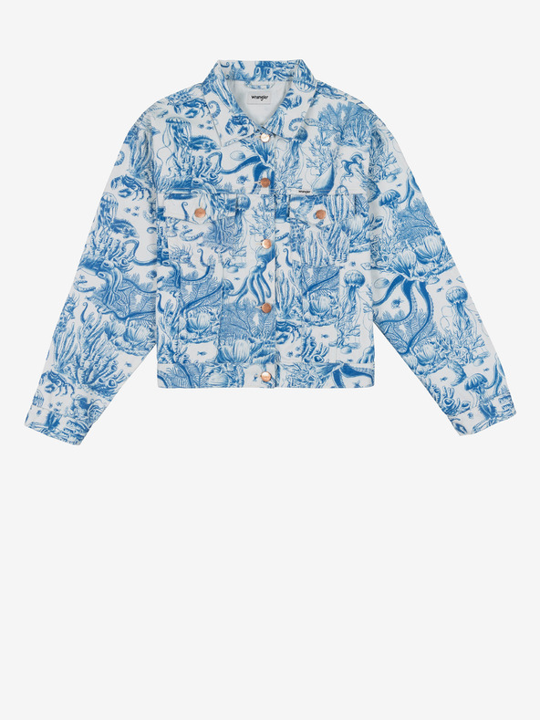 Wrangler Bielo-modrá dámska vzorovaná džínsová bunda Wrangler