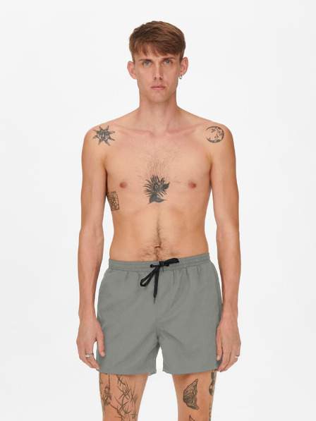ONLY & SONS Šedé pánske plavky ONLY & SONS Ted