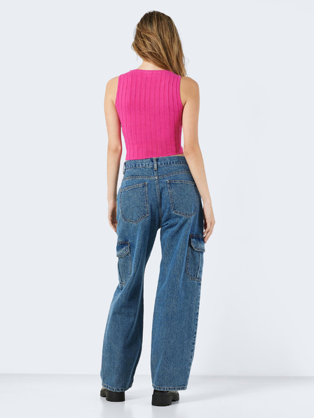 Noisy May Tmavoružové crop top tielko Noisy May Frey