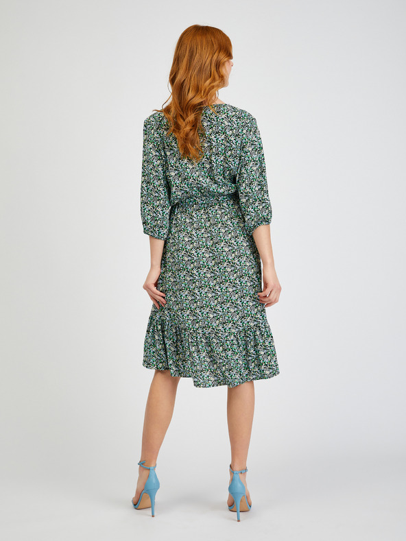 Orsay Zelené dámske vzorované šaty so zaväzovaním ORSAY