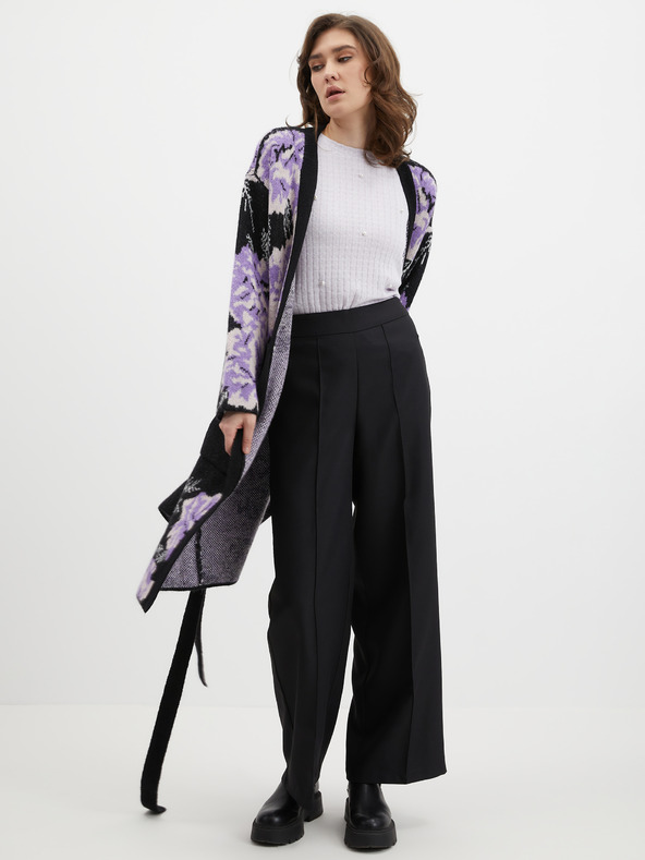 Orsay Čiernofialový dámsky kvetinový sveter ORSAY