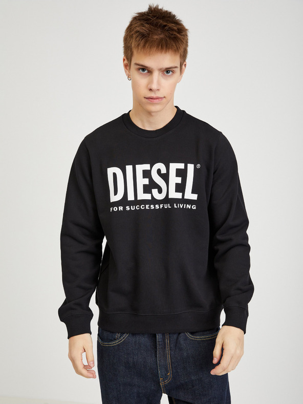 Diesel Diesel Čierna pánska mikina s kapucňou