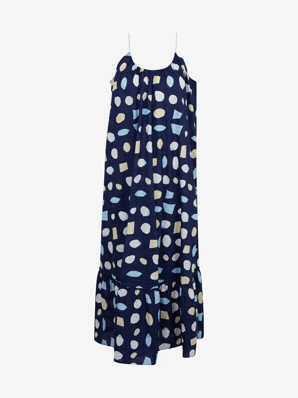 ZOOT.lab Tmavomodré dámske vzorované maxi šaty s volánom ZOOT.lab Grete