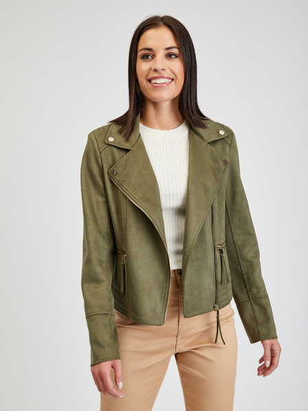 Orsay Khaki dámska krivá bunda zo semišu ORSAY Tina