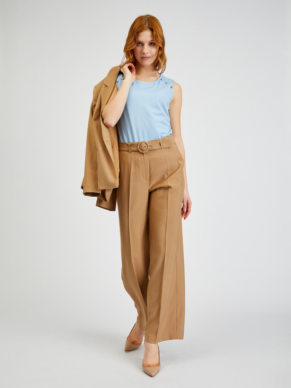 Orsay Hnedé dámske široké nohavice s opaskom ORSAY