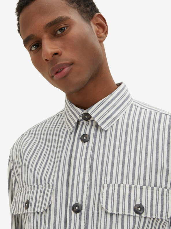 Tom Tailor Šedá pánska pruhovaná košeľa Tom Tailor