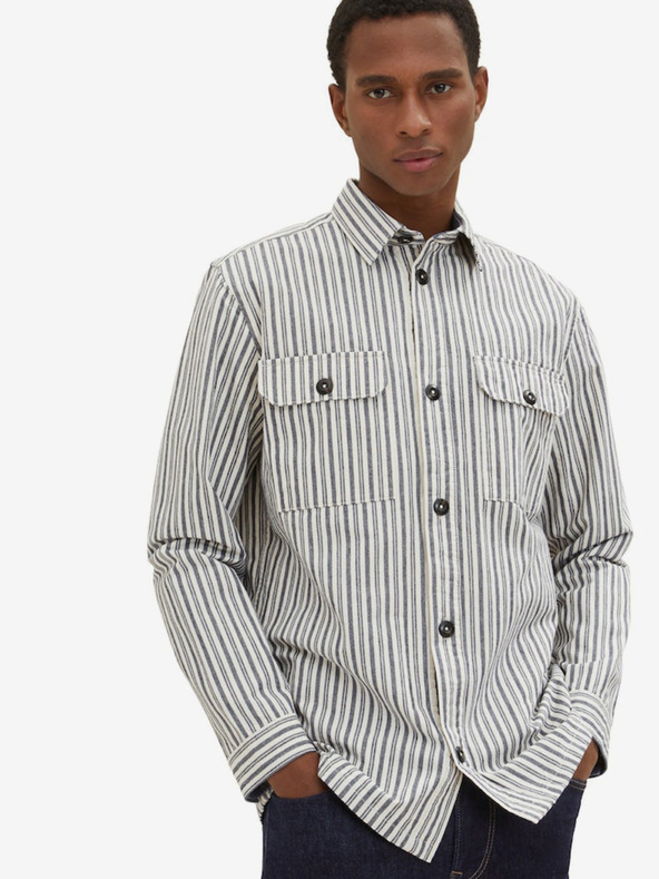 Tom Tailor Šedá pánska pruhovaná košeľa Tom Tailor