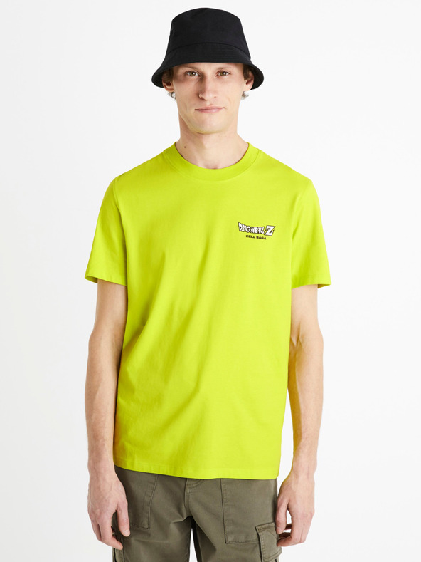 Celio Neónovo žlté pánske tričko Celio Dragon Ball Z