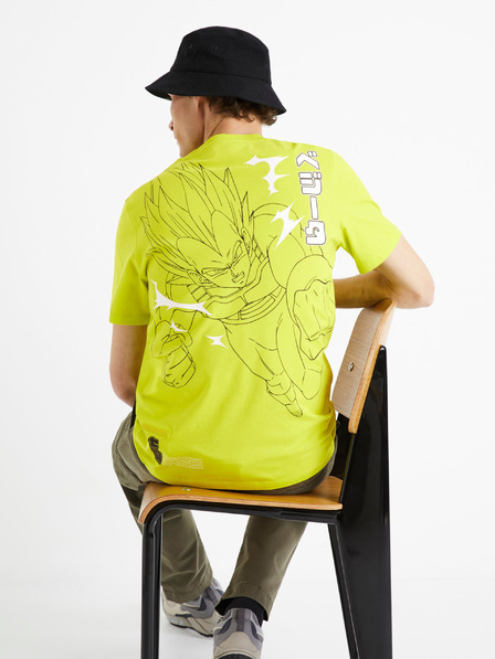 Celio Neónovo žlté pánske tričko Celio Dragon Ball Z