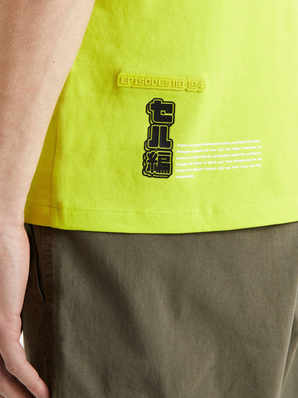 Celio Neónovo žlté pánske tričko Celio Dragon Ball Z