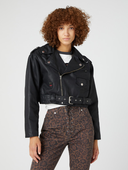 Wrangler Čierna dámska bunda Wrangler Fender Collaboration s krátkymi krivkami
