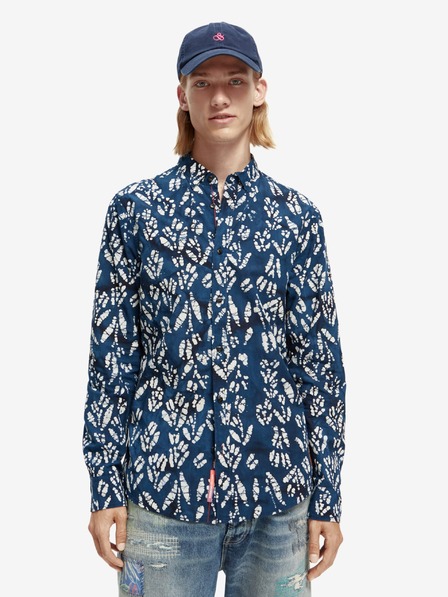 Scotch & Soda Tmavomodrá pánska vzorovaná košeľa Scotch & Soda