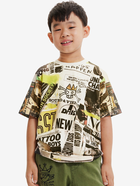 Desigual Desigual Negro Cream Chlapčenské tričko s potlačou
