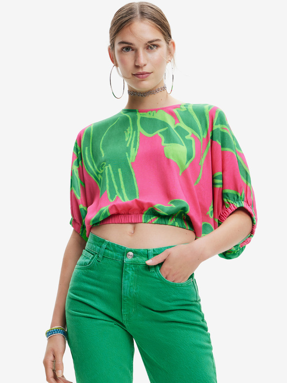 Desigual Zeleno-ružový dámsky top Desigual Garret
