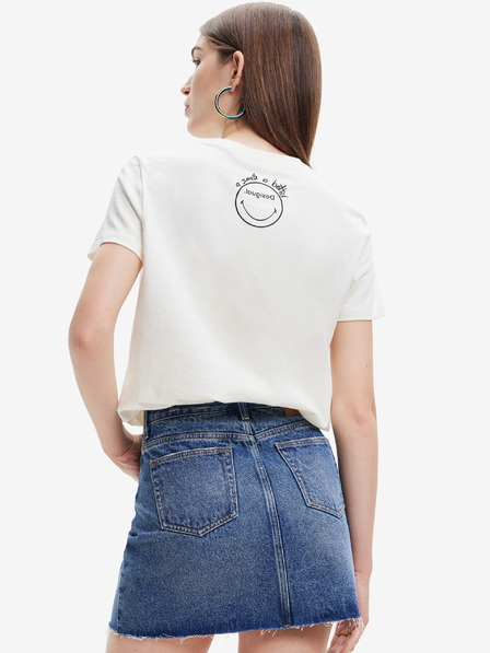 Desigual Biele dámske tričko Desigual Margarita Smiley