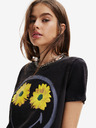 Desigual Čierne dámske tričko Desigual Margarita Smiley