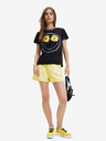 Desigual Čierne dámske tričko Desigual Margarita Smiley