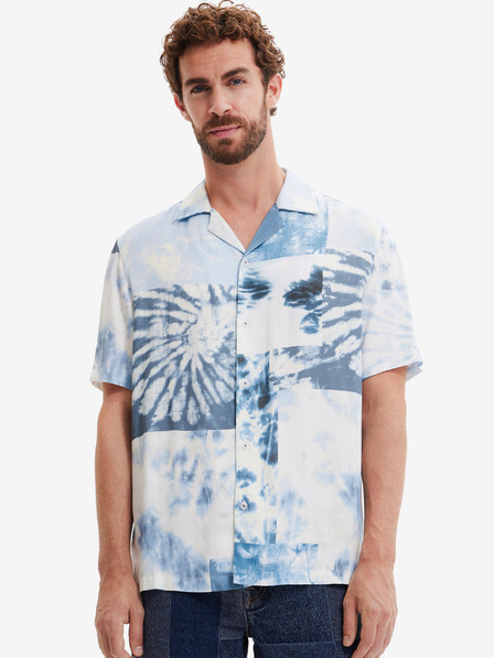 Desigual Biele pánske vzorované tričko Desigual Fresia