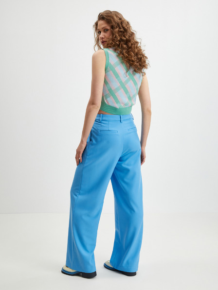 Tom Tailor Denim Modré dámske nohavice so širokými nohavicami Tom Tailor Denim
