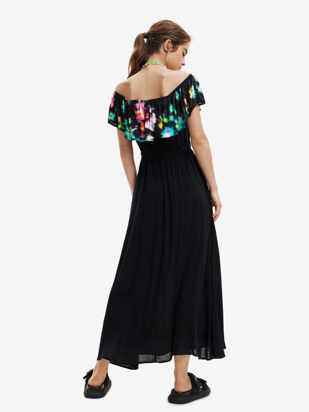 Desigual Desigual Susan Čierne dámske šaty s volánom