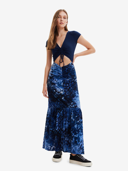 Desigual Tmavomodré dámske pruhované šaty Desigual Brighton