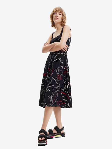 Desigual Čierne dámske šaty Desigual Cambridge s potlačou