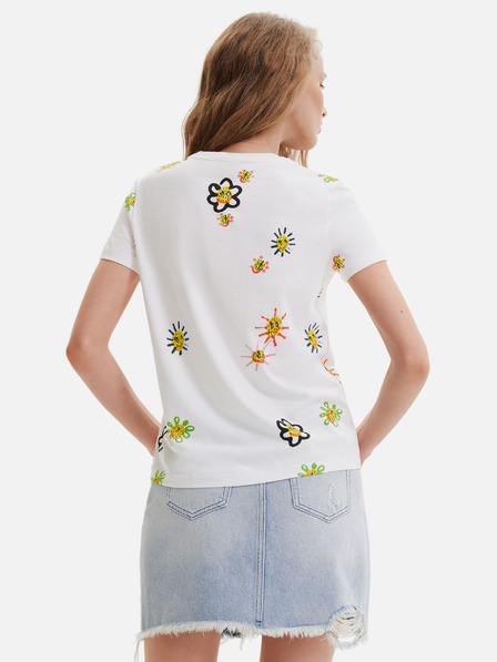 Desigual Biele dámske tričko s potlačou Desigual Margapepo