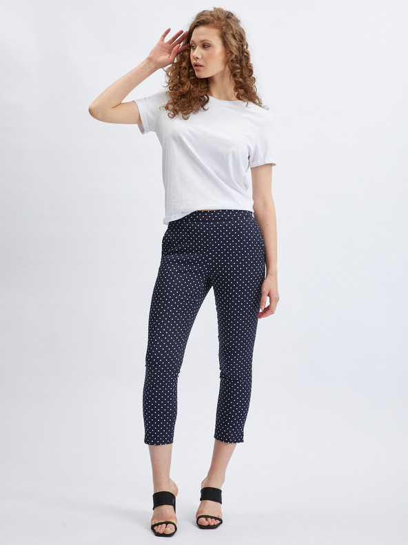 Orsay Tmavomodré dámske trojštvrťové pruhované nohavice ORSAY