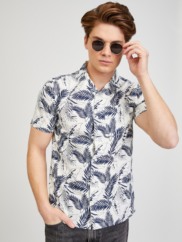 ZOOT.lab Krémová pánska vzorovaná košeľa s krátkym rukávom ZOOT.lab Darrel