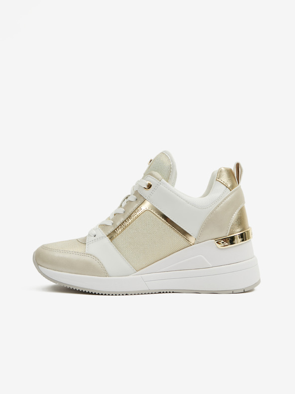 Michael Kors Bielo-béžové dámske kožené členkové tenisky Michael Kors Georgie